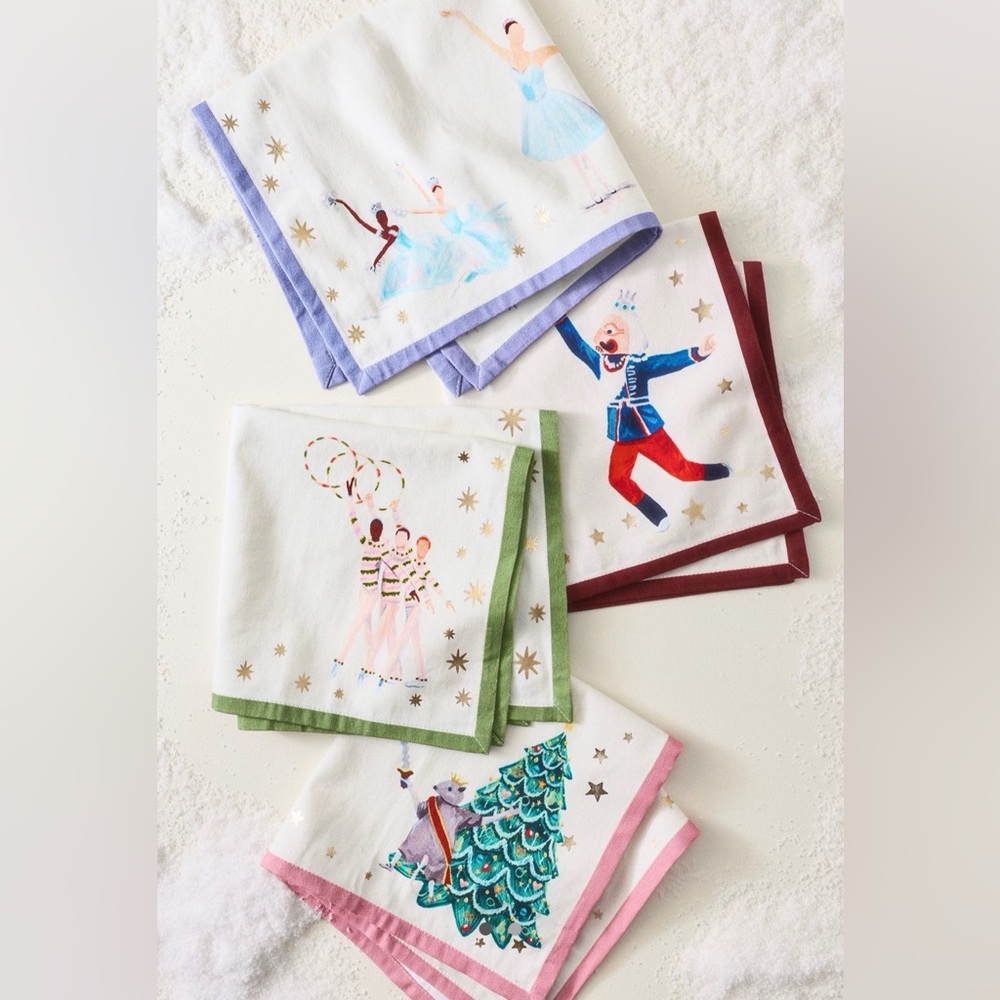 Anthropologie New York City ballet nutcracker napkins, set of 4, NEW!!!